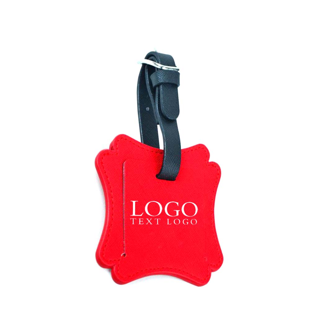 Rood aangepast contrastkleurig PU-leren reis-ID-label met logo