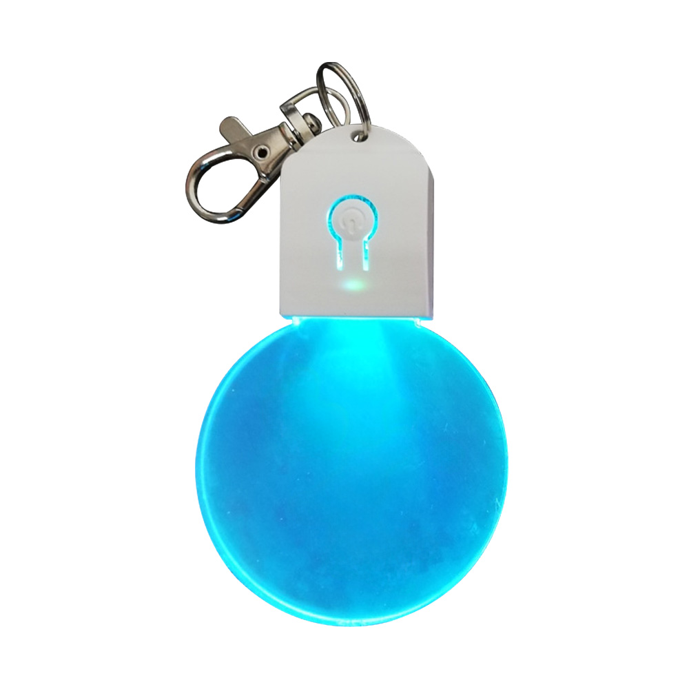 Custom Popular Round Colorful LED Flashing Acrylic Keychains Glow Effect