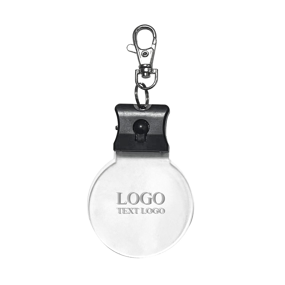 Custom Popular Round Colorful LED Flashing Acrylic Keychains Transparent color with Logo