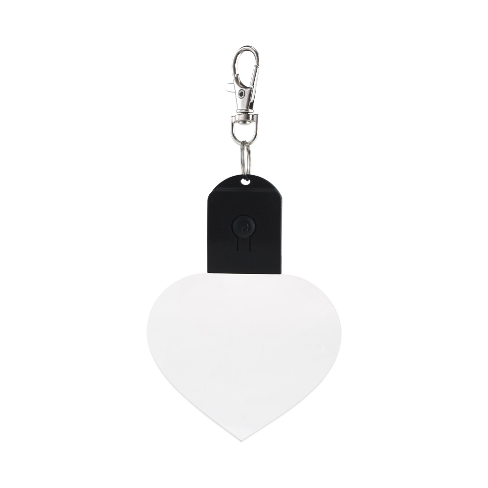 Customized Heart Shape LED Light Flash Acrylic Keychains Black