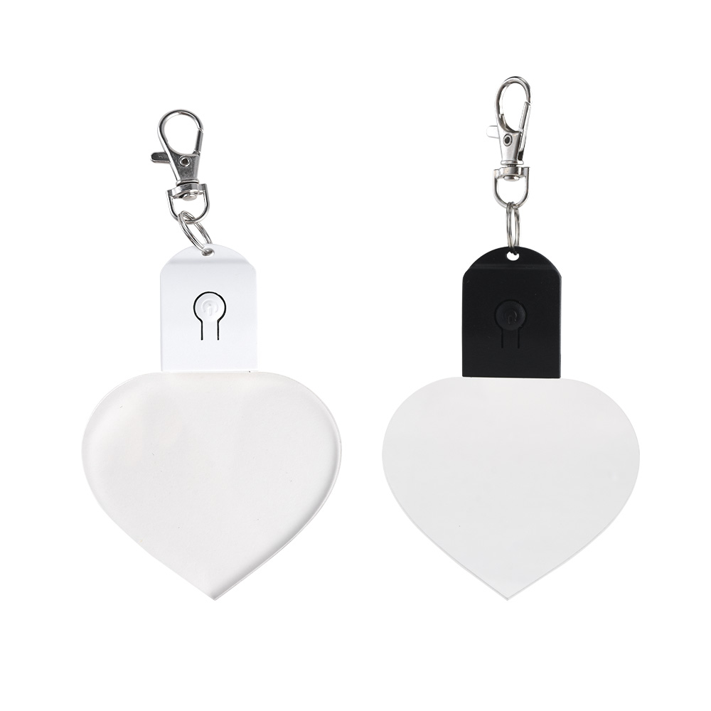 Customized Heart Shape LED Light Flash Acrylic Keychains Collection Diagram