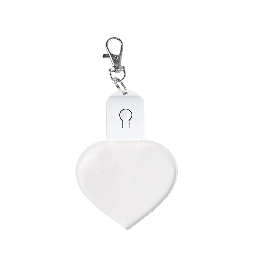 Customized Heart Shape LED Light Flash Acrylic Keychains  White