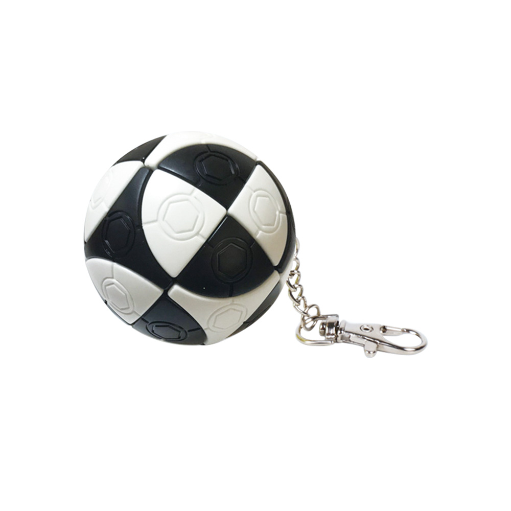 Interesting Football-Shaped Customized Rubik’s Cube keychain White and Black