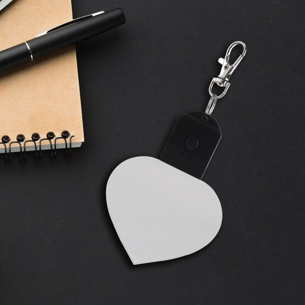 Personalized Customized Heart Shape LED Light Flash Acrylic Keychains