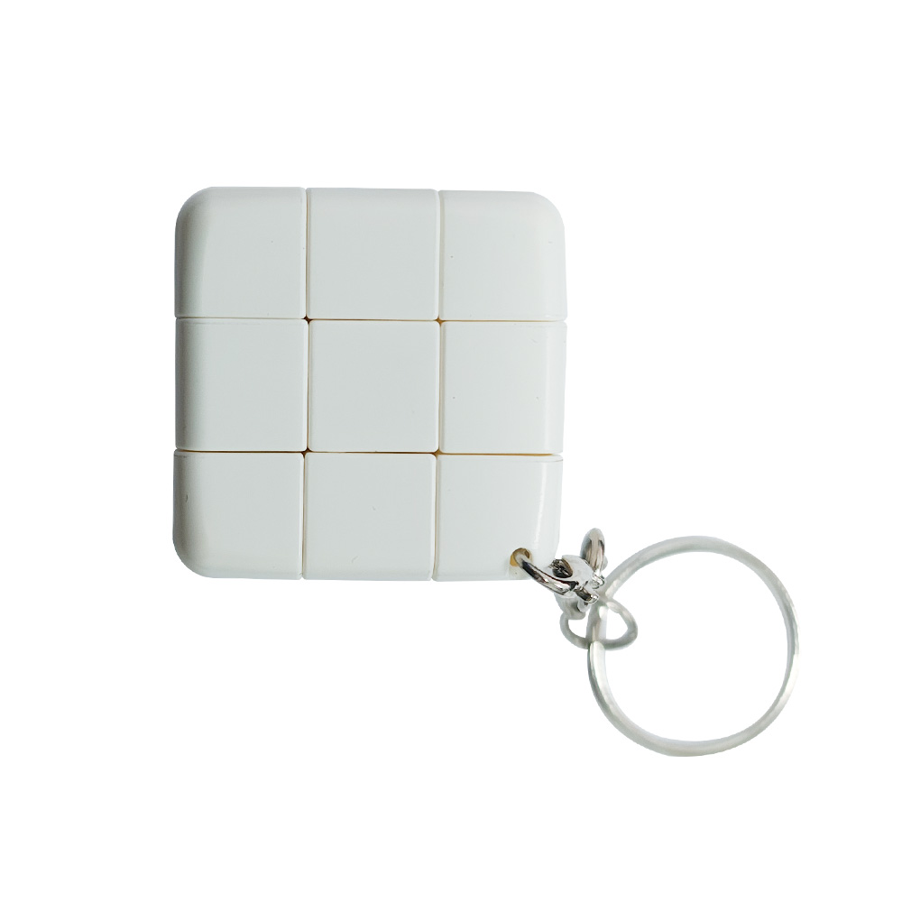 Personalized Rubik's Cube Shape Customized Logo Keychains White