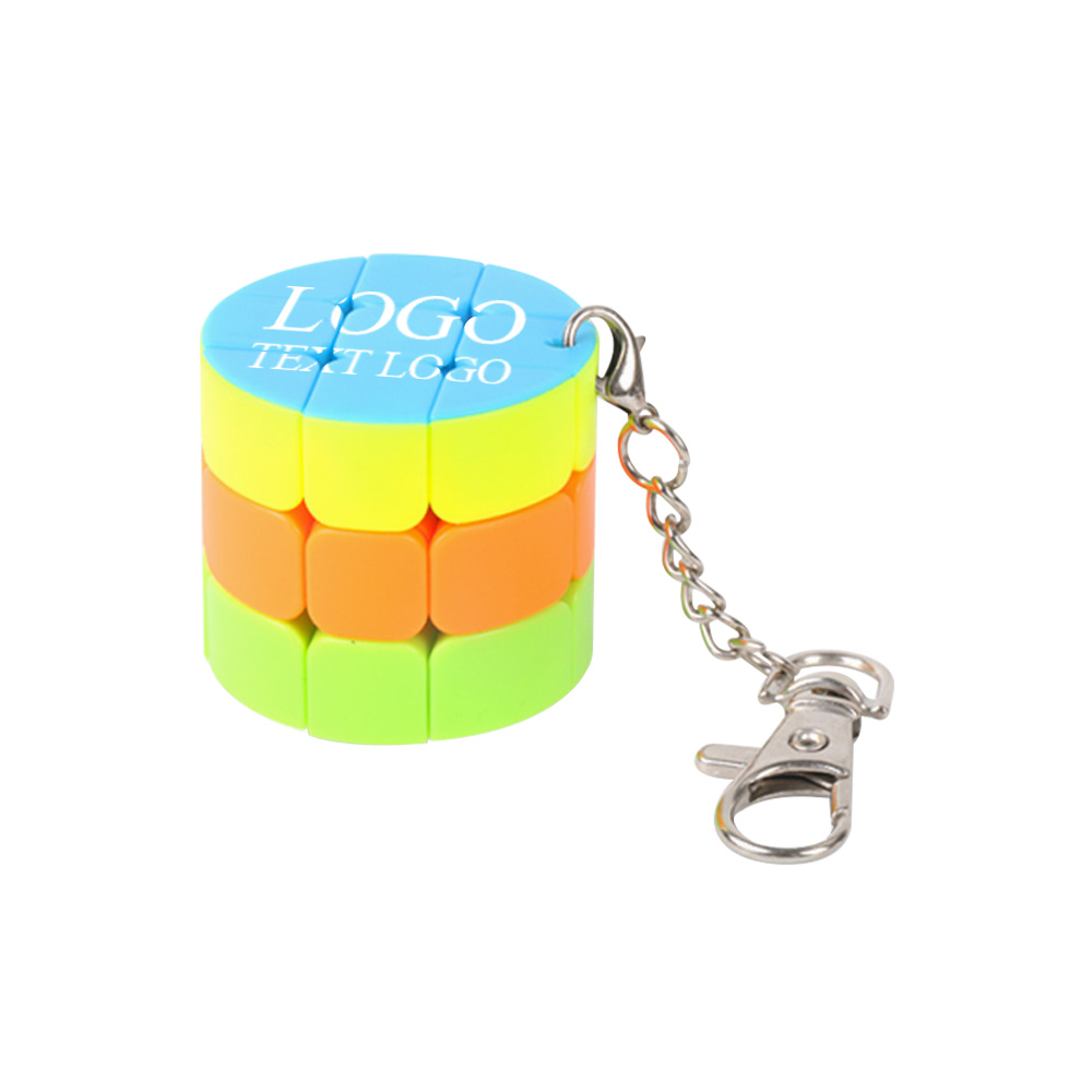 Promo Cylindrical Rubik's Cube Customized Keychain with Logo Mlti-color with Logo