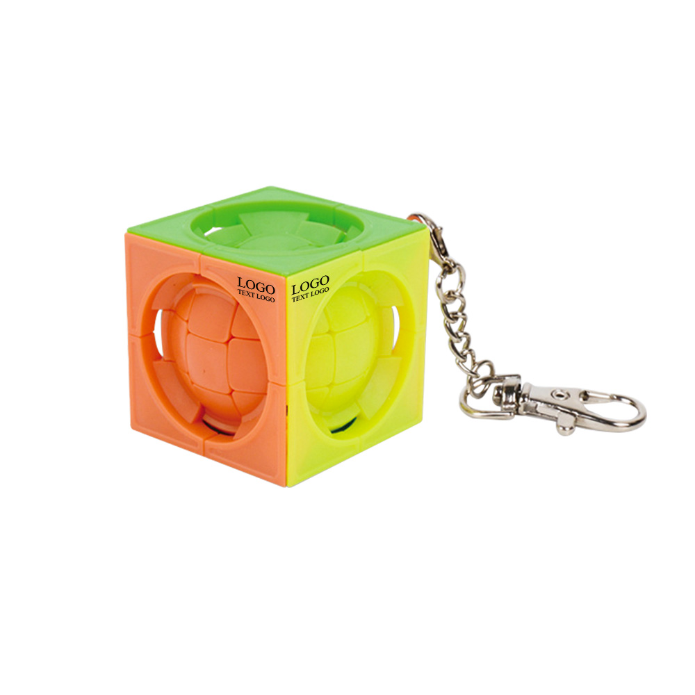 Promo Interesting Rubik's Cube Keychain with Ball Inside Multi-color with Logo