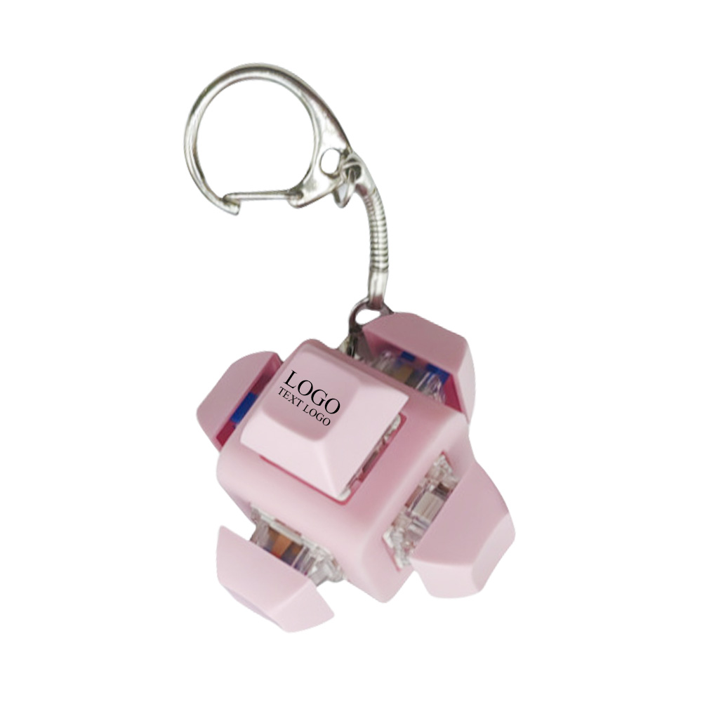Promo Keyboard LED Luminous Custom Keychains  Pink with Logo