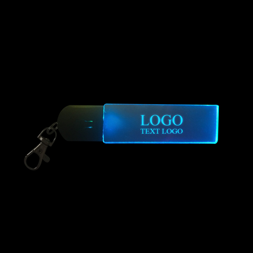 Promo Rectangular LED Light Flashing Acrylic Keychains- Lighting Effectswith Logo