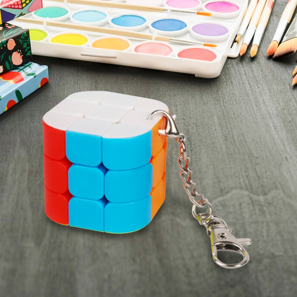 Promotional Mini cylindrical Rubik's Cube Keychain with Logo