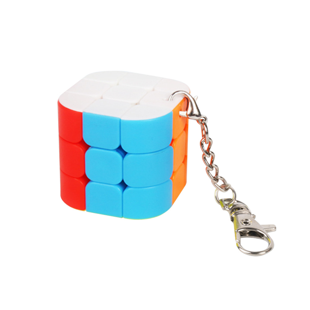 Promotional Mini cylindrical Rubik's Cube Keychain with Logo Multi-color