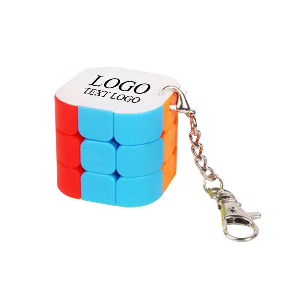 Promotional Mini cylindrical Rubik's Cube Keychain with Logo Multi-color with Logo
