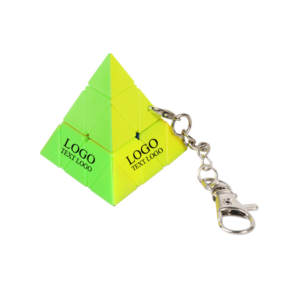 Promotional Pyramid Rubik's Cube Customized Logo Keychains Mlti-color with Logo