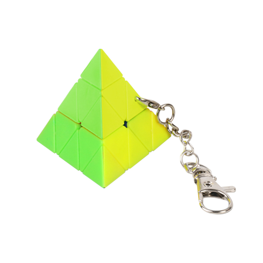 Promotional Pyramid Rubik's Cube Customized Logo Keychains Multi-color