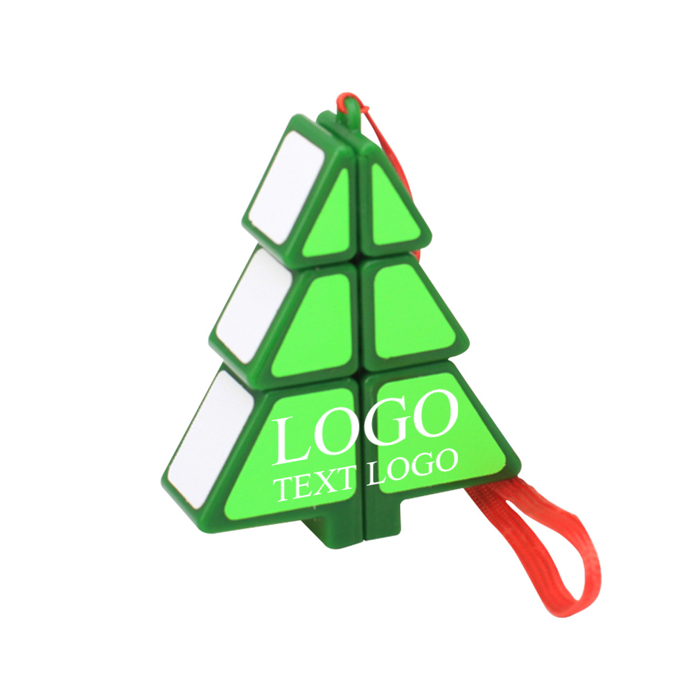 Unique Christmas tree Rubik's Cube Shaped Custom Keychains Multi-color with Logo