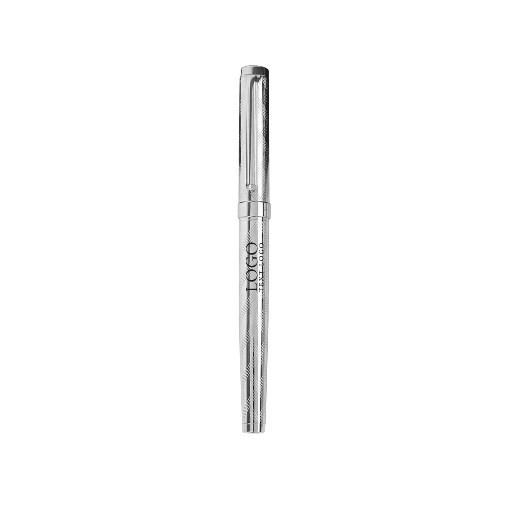 Engraved Metal Signature Pen with logo-silver