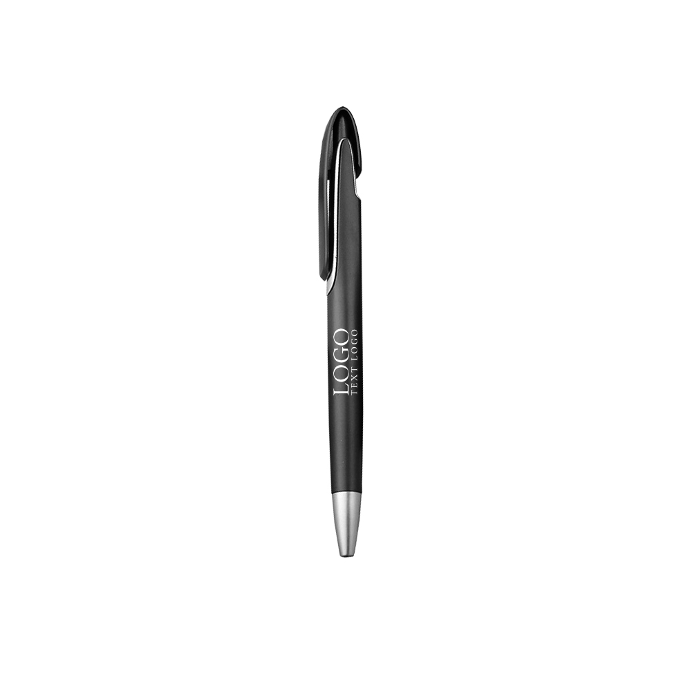 Logo Printable Wide Clip Push Action Ballpoint Pen with logo-black