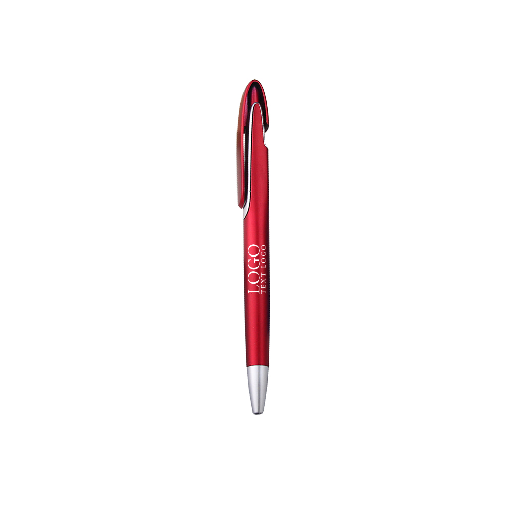 Logo Printable Wide Clip Push Action Ballpoint Pen with logo-red