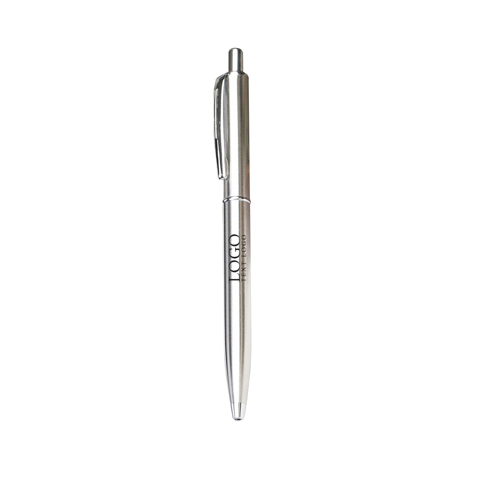 Metal Full Steel Handle Hexagonal Ballpoint Pen with logo-silver