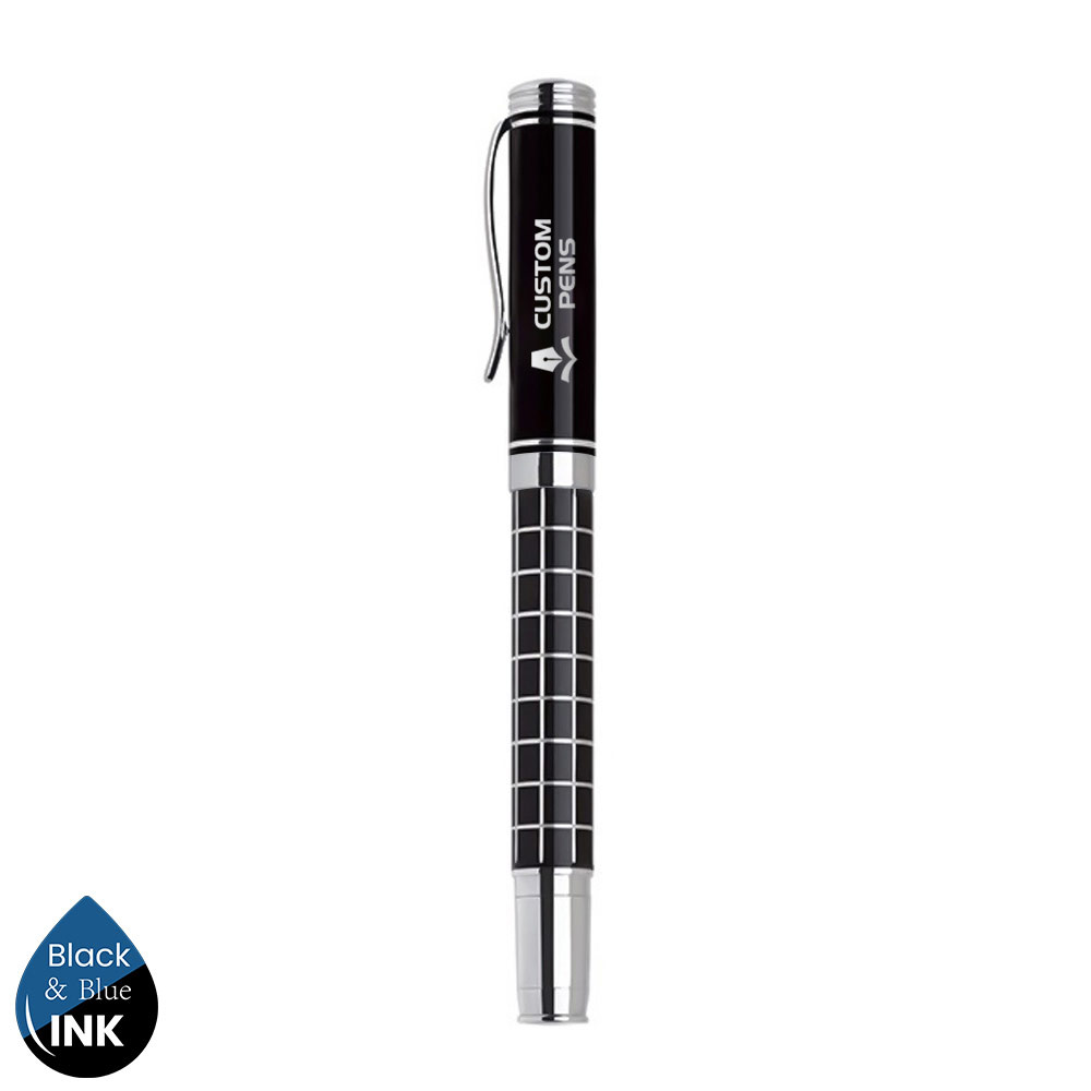 Geruite textuurdop Actie metalen pen zwart