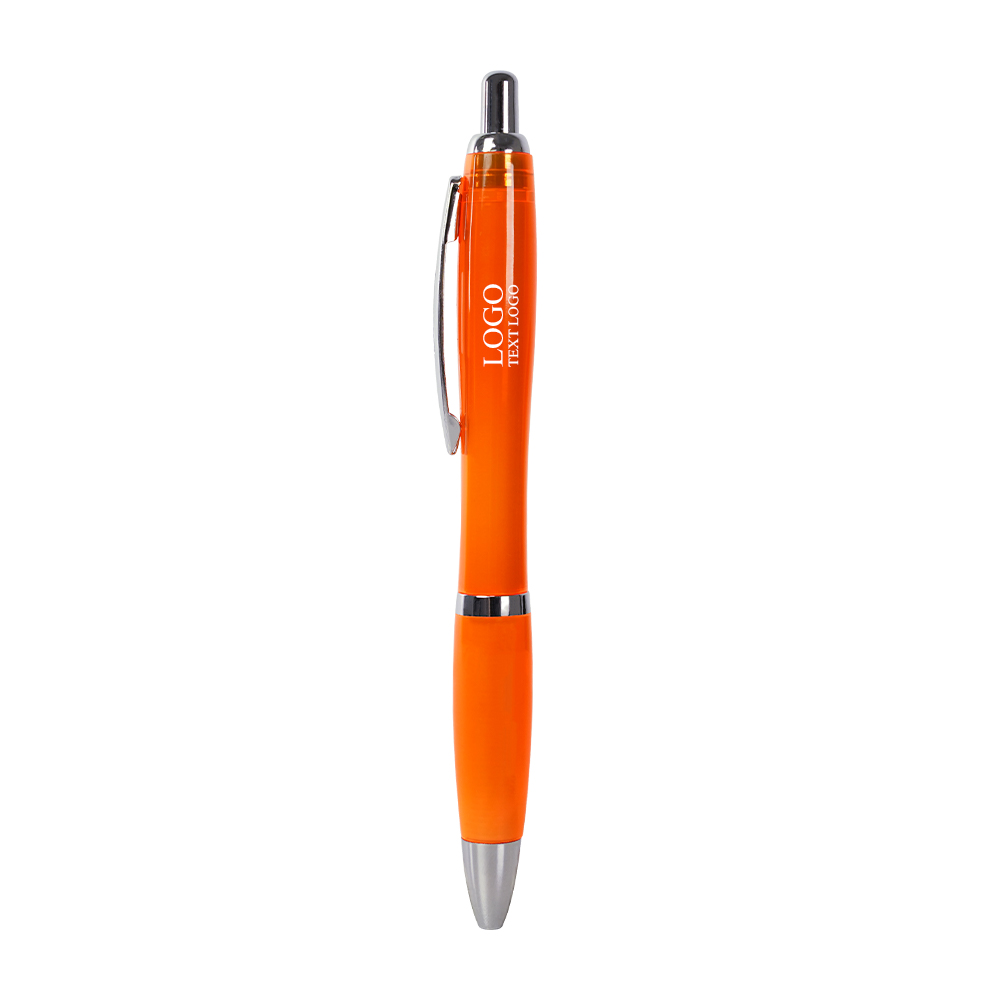 Click Action Plastic Satin Pen-orange with logo