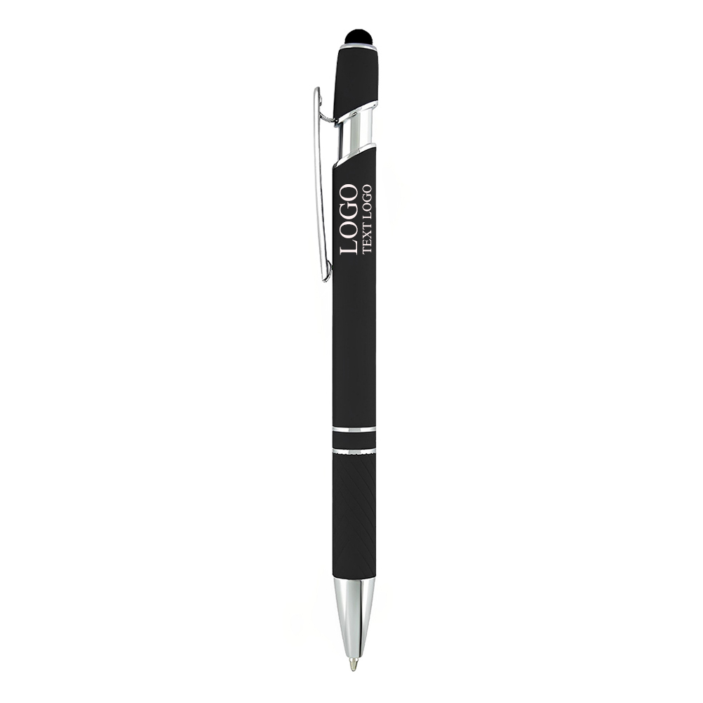 Custom Promotional Plastic Pens with Stylus black -