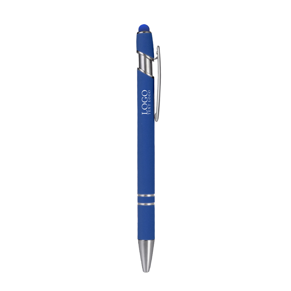 Custom Promotional Plastic Pens with Stylus blue