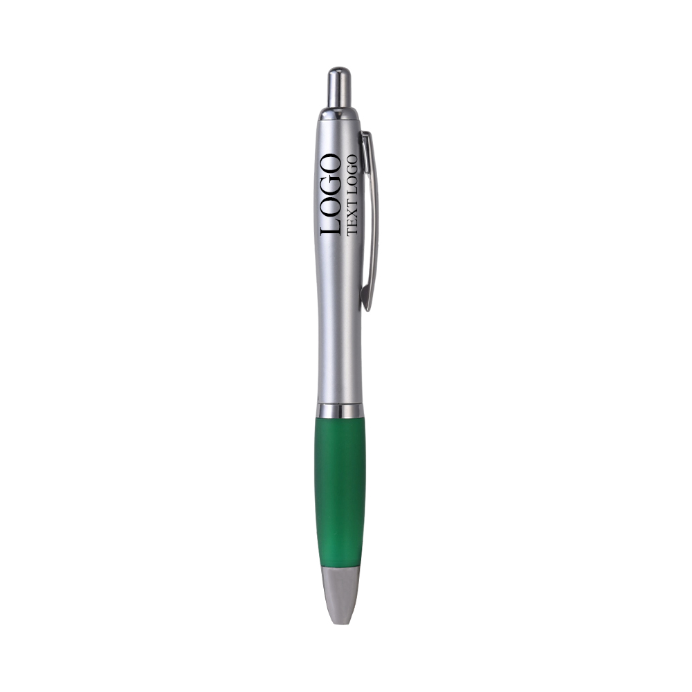 Silver Retractable Basset II Pen green