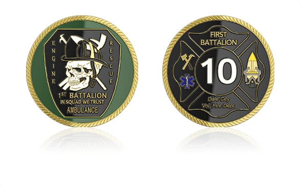 First Battalion Skull Custom Firefighter Challenge Coins First Battalion Skull Custom Firefighter Challenge Coins