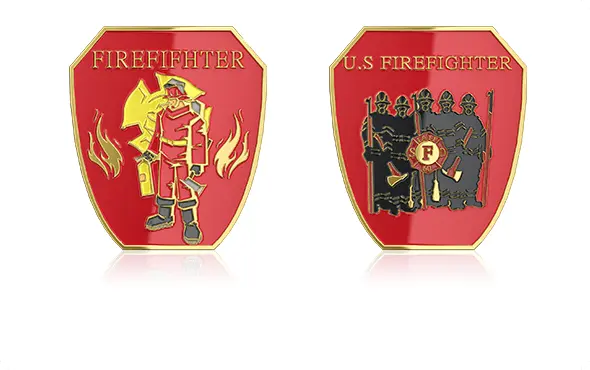 Heroic Shield-Shaped Firefighter Coins Heroic Shield-Shaped Firefighter Coins