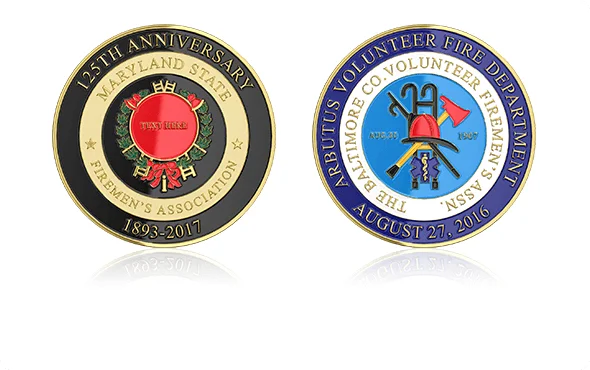 Maryland Firefighters 125th Anniversary Challenge Coin Maryland Firefighters 125th Anniversary Challenge Coin