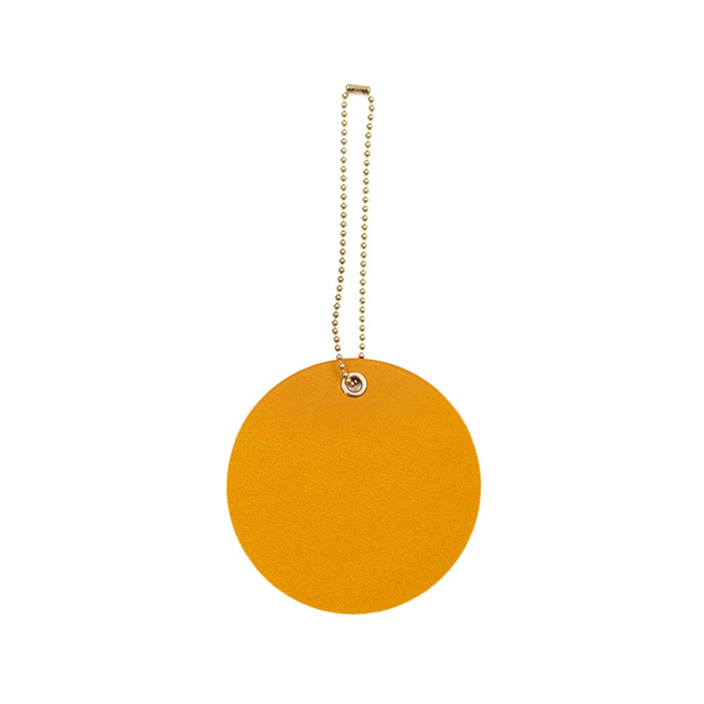 Customized PU Leather Round Luggage Tag yellow Customized PU Leather Round Luggage Tag yellow