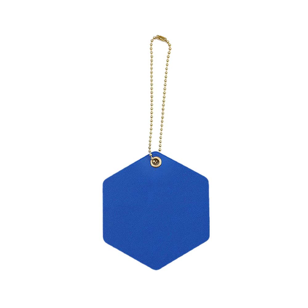 Free Customizable PU leather hexagonal luggage tag blue Free Customizable PU leather hexagonal luggage tag blue