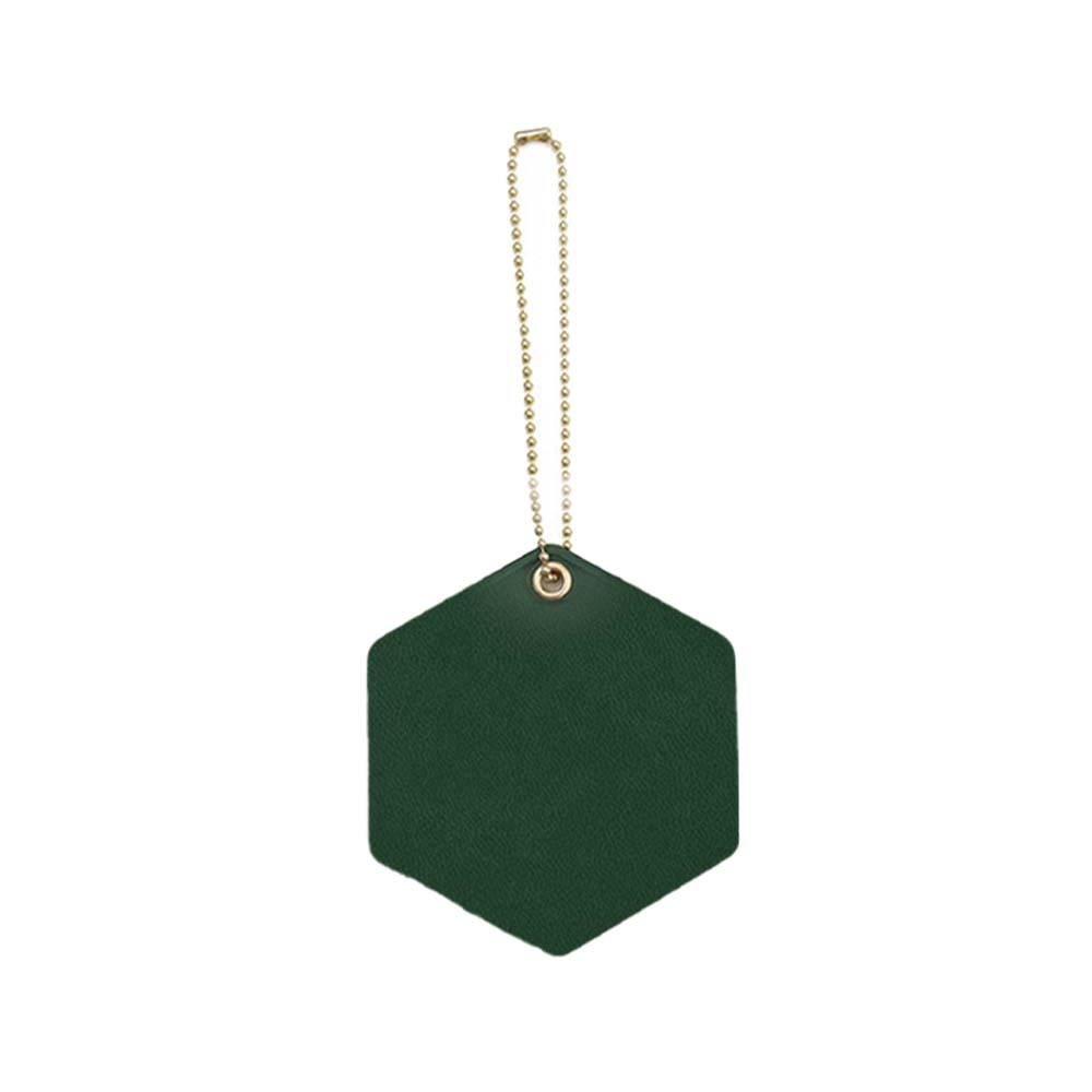 Free Customizable PU leather hexagonal luggage tag green Free Customizable PU leather hexagonal luggage tag green