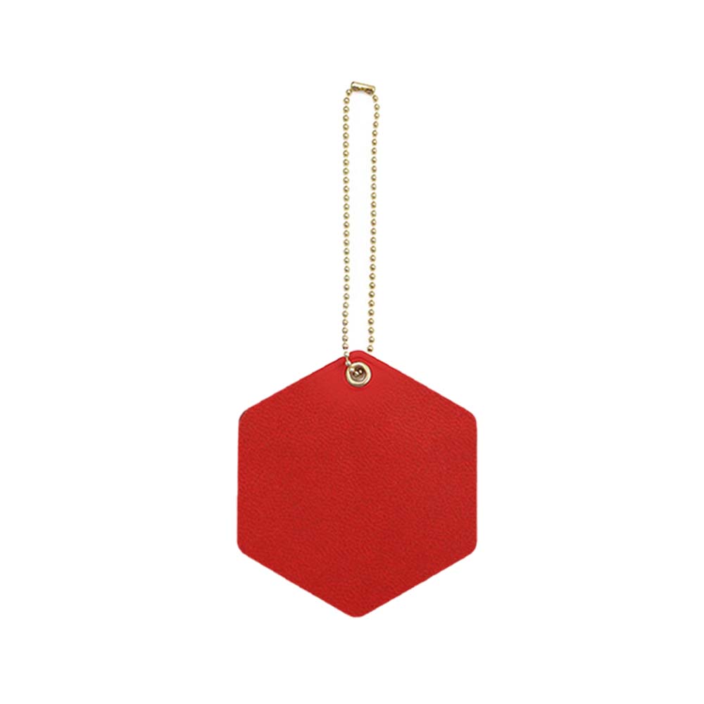 Free Customizable PU leather hexagonal luggage tag red Free Customizable PU leather hexagonal luggage tag red