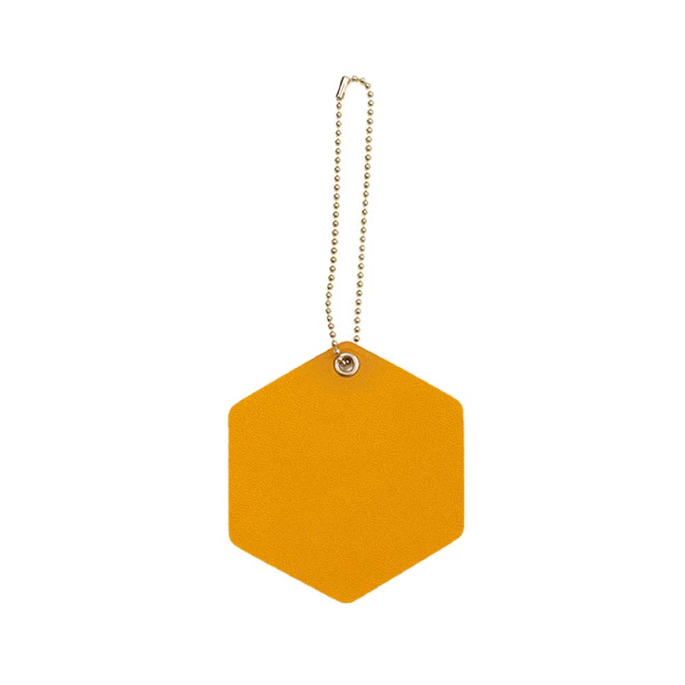 Free Customizable PU leather hexagonal luggage tag yellow Free Customizable PU leather hexagonal luggage tag yellow