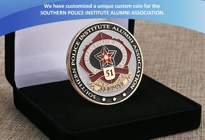 Close-up product image of custom police officer challenge coins