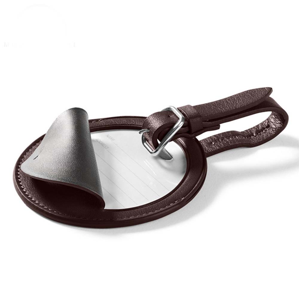 Customized Top Grain Cowhide Small Round Luggage Tag details