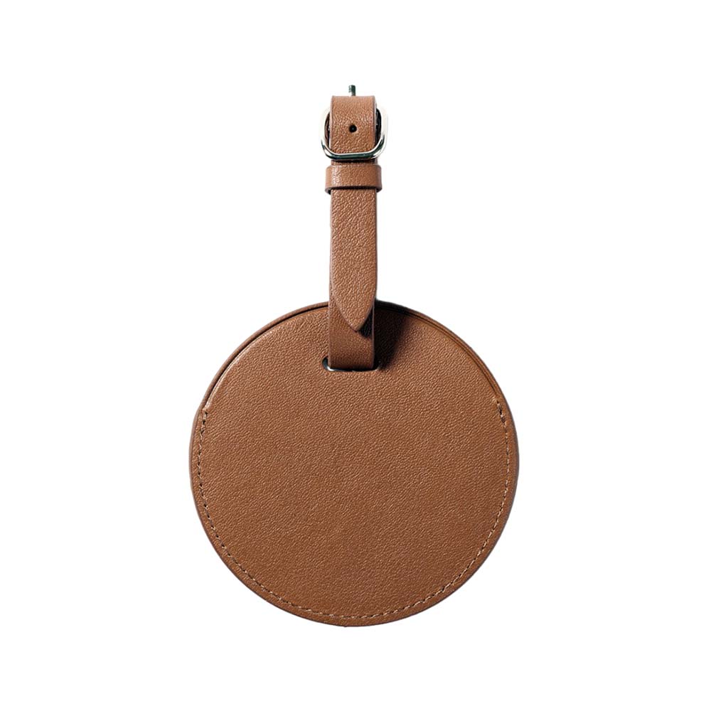 Customized Top Grain Cowhide Small Round Luggage Tag light brown Customized Top Grain Cowhide Small Round Luggage Tag light brown