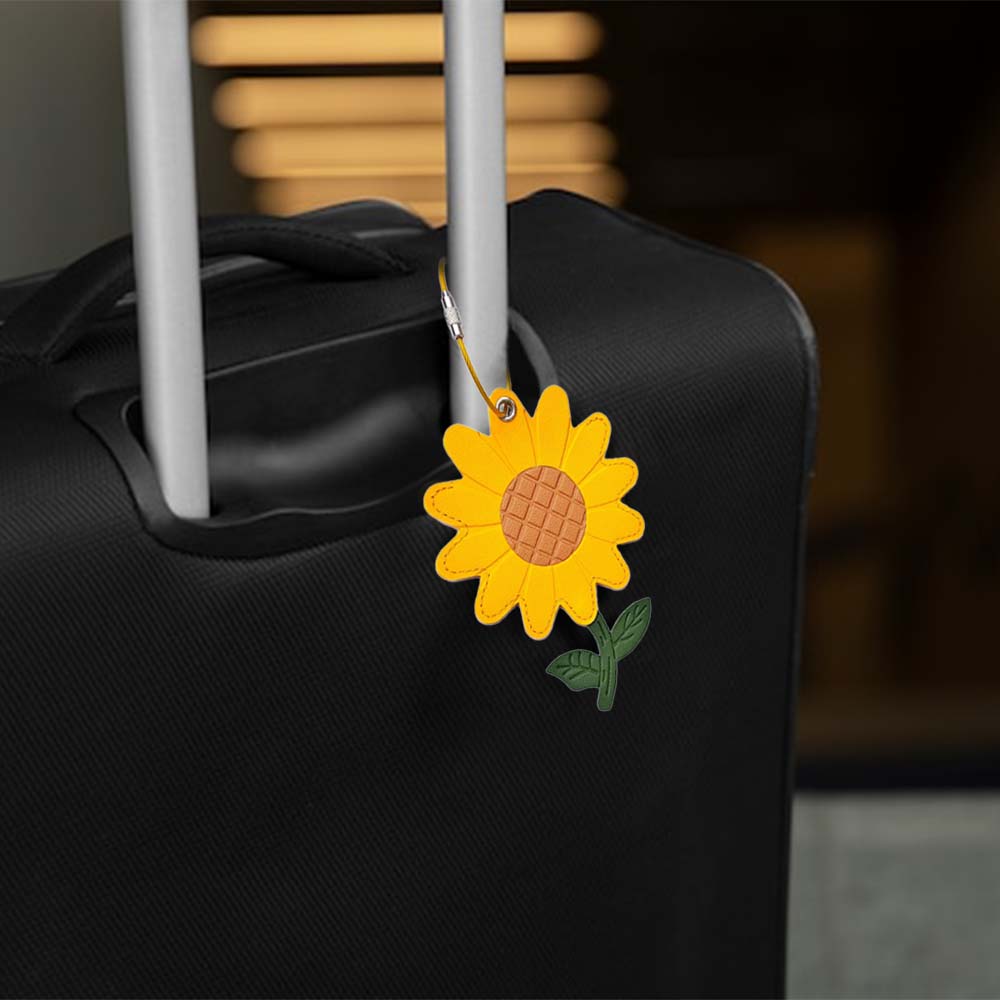 Bagagelabel van zonnebloem van koeienhuid van de hoogste kwaliteit