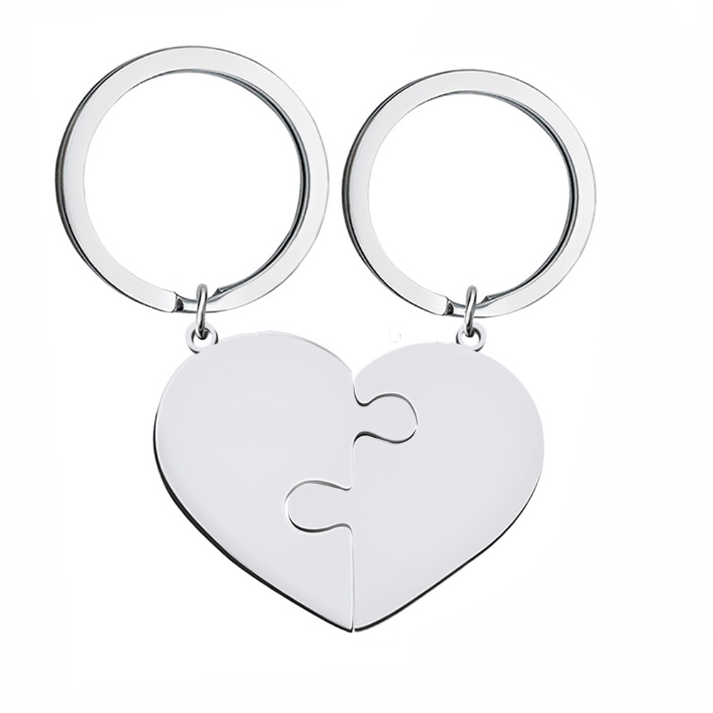 Interlocking Heart Puzzle Couples Keychains3