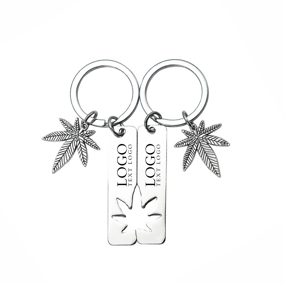 Silver Couple Keychains with Leaf Design4