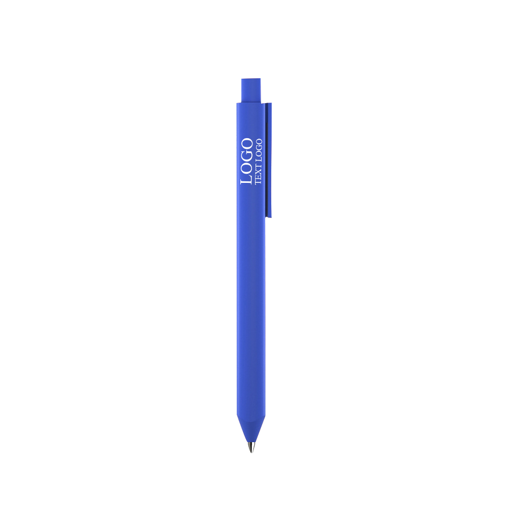 Promo Triangular Grip Frosted Shell Ballpoint Pen with logo blue