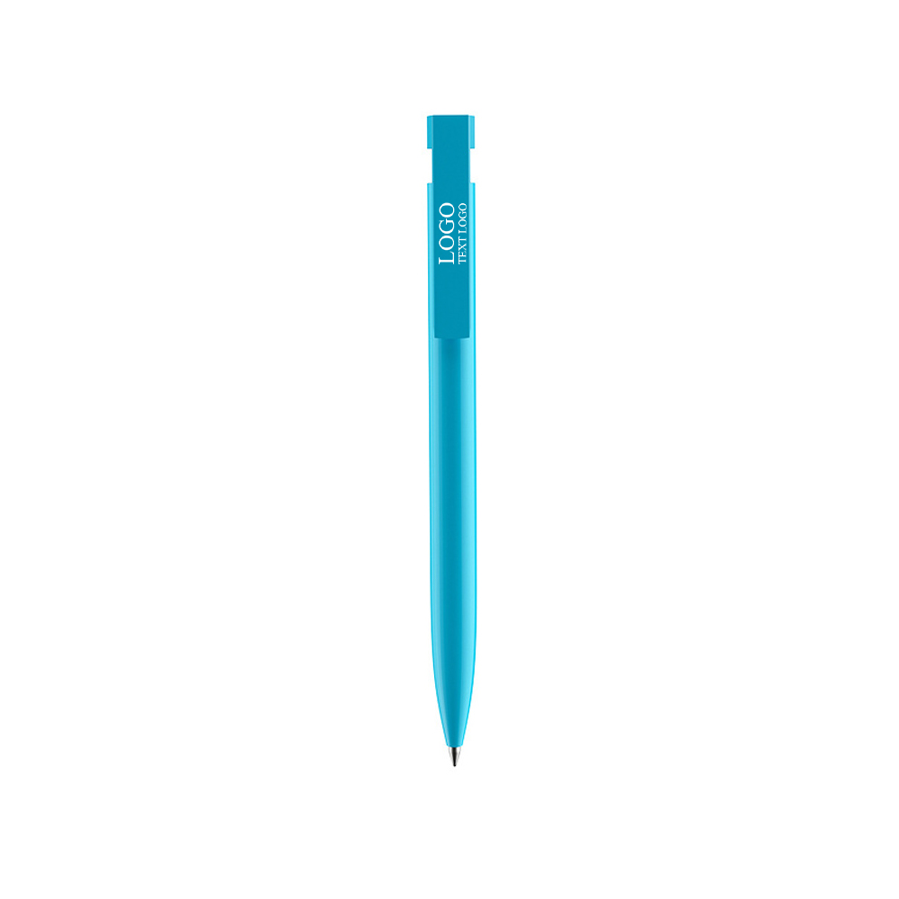 Custom Bulk Brightly Colored Plastic Ballpoint Pens with logo blue