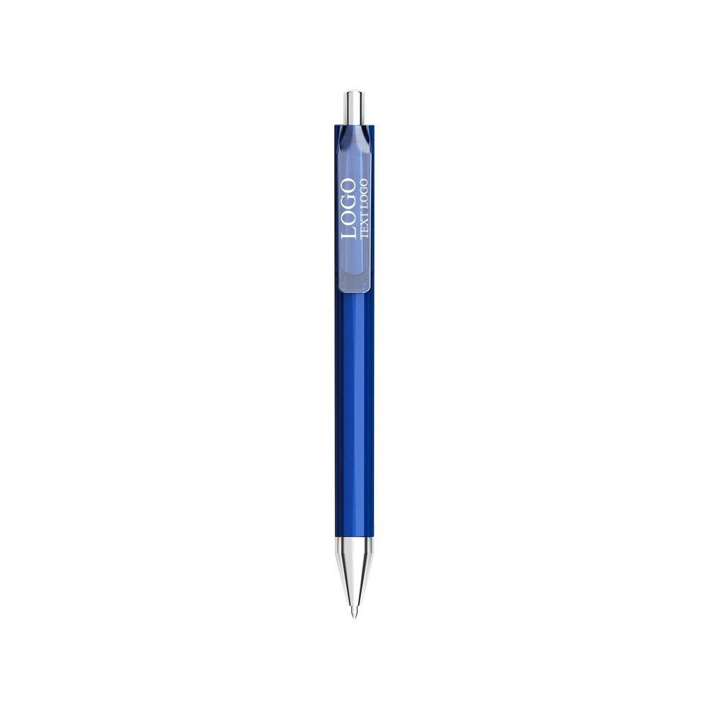Free Customizable Wide Clip Ballpoint Pen with Multiple Colors with logo blue