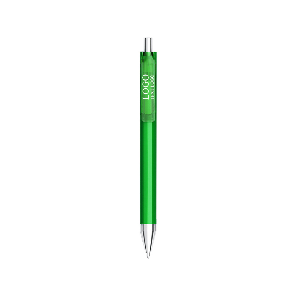 Free Customizable Wide Clip Ballpoint Pen with Multiple Colors with logo  green