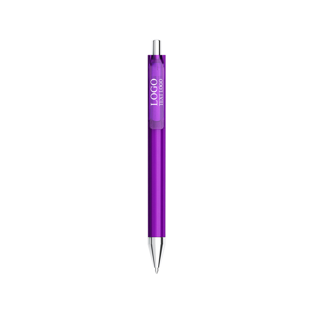 Free Customizable Wide Clip Ballpoint Pen with Multiple Colors with logo purple