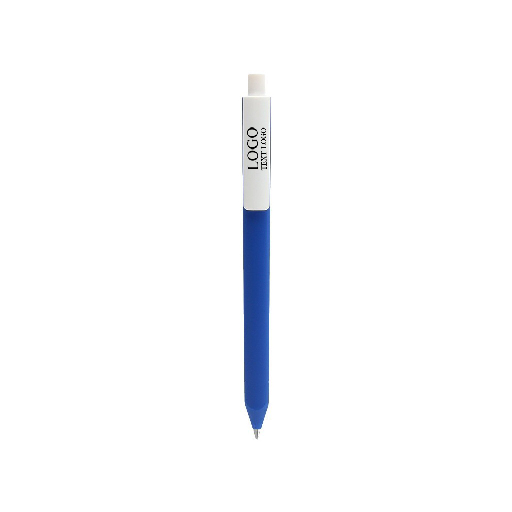 Promo Custom Morandi Color Series White Clip Gel Pens with logo blue