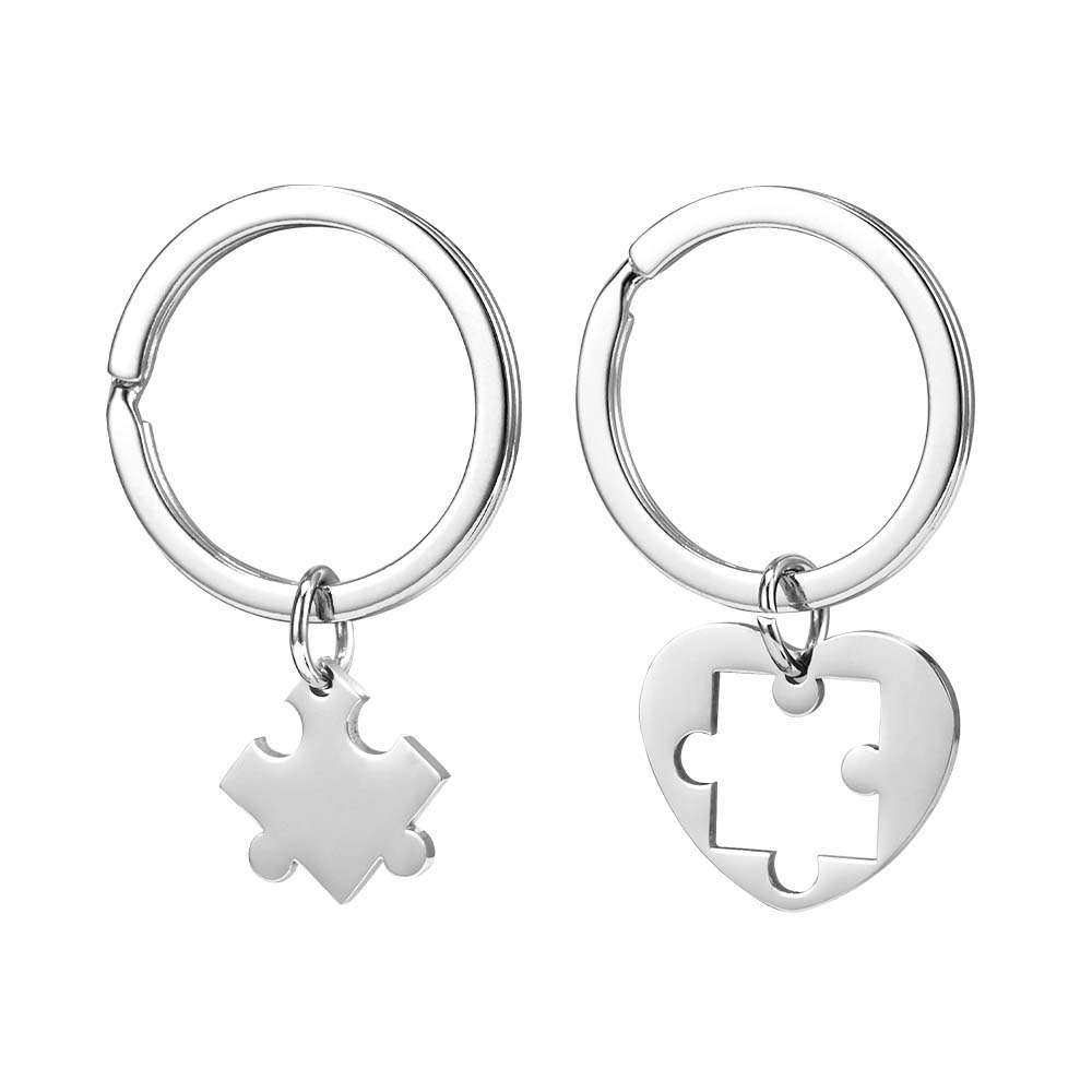 Heart and Puzzle Piece Couple Keychains2