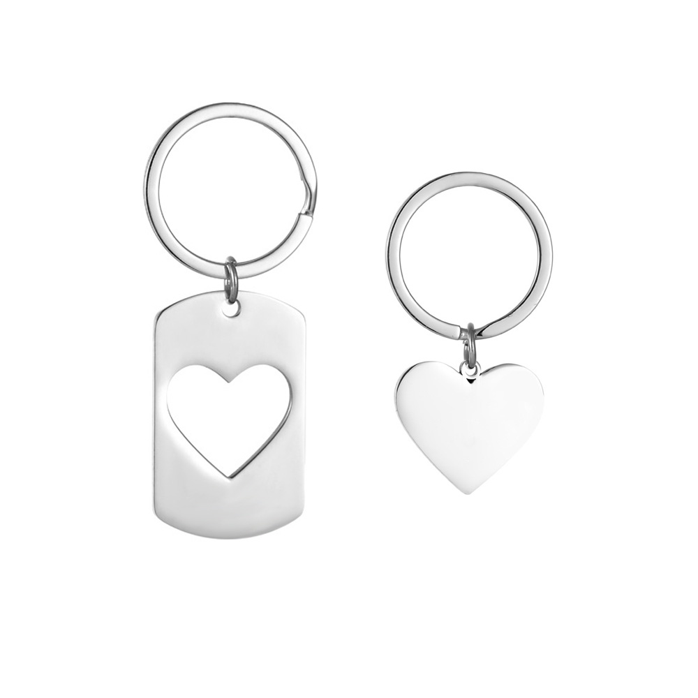 Couples Keychains with Heart Inlay5